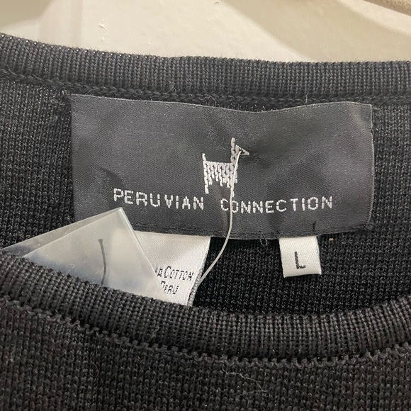 New NWT Peruvian Connection black pima pintuck dress large - Picture 5 of 6